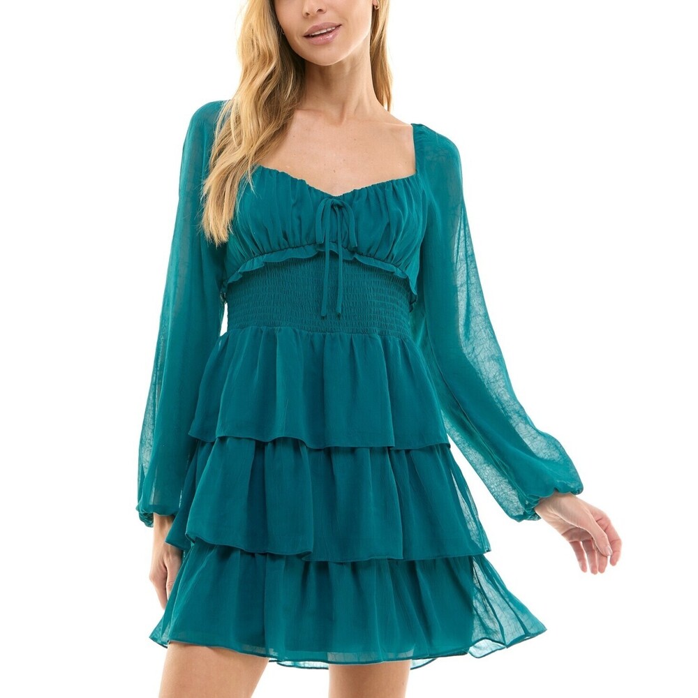City Studios Dress Light Pastel Green Ruched Bodice, XL
